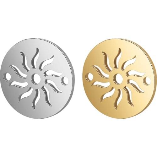 10pcs/lot 316L Stainless Steel Gold Silver Tone Hollow Out Sun Charm Connector Fit DIY Bracelet Necklace Initial Jewelry Making