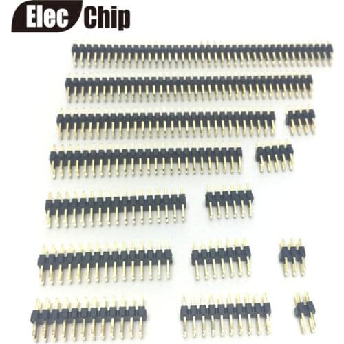 10PCS Gold Plated Pitch 2.0mm 2X2P/3/4/5/12/13/15/16/17/18/20/40P Double Row Male Pin Header Strip Straight Needle Connector
