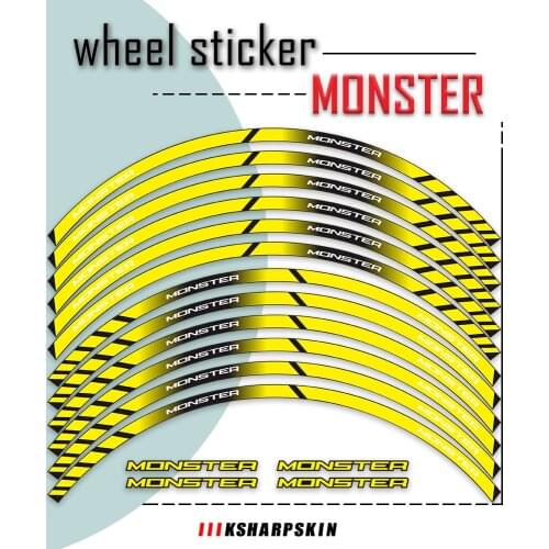 12Pcs Motorcycle Wheel Stickers stripe moto Reflective Decoration Rim tire decals For DUCATI MONSTER 821 1200 796 696 797 17inch