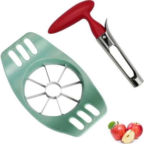 2PCS Fruit pulp separator stainless steel apple cut apple slicer fruit divider core remover(1slicer+1corer)