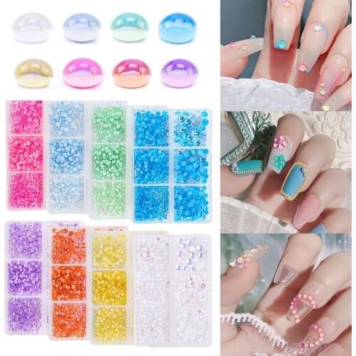 3D Nail Rhinestones Flat Back Semicircle New Nail Crystal Jewelry Mix Size SS6-SS20 DIY Decoration Beauty Manicure Nail Art