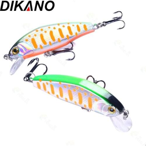 5pcs 5cm Fishing Lures Slow Sinking Minnow Hard Bait For Lake Sea River Stream With Treble Fishhook Barb Fishing Hook
