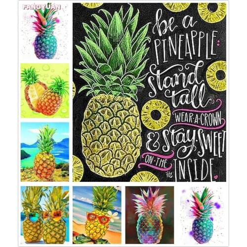 5D Diy Diamond Painting Fruit Pineapple Full Square Round Drill Embroidery Picture Handcraft Art Kits Picture Home Decoration