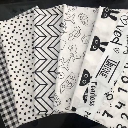 7 Pieces/Set Sewing Supplies Multi Purpose Nordic Black White Patchwork Cloth Print DIY Handmade Accessories Cotton Household
