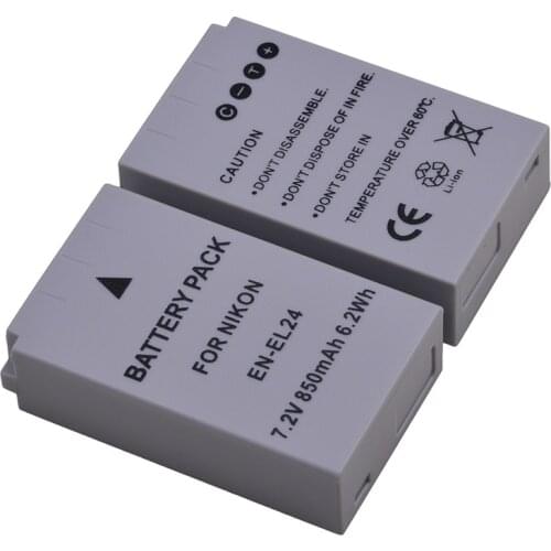 2Pcs 7.2V 850mAh EN-EL24 EN EL24 ENEL24 Rechargeable Camera Batteries for Nikon 1 J5 1J5 DL18-50 DL24-85 Digital Cameras