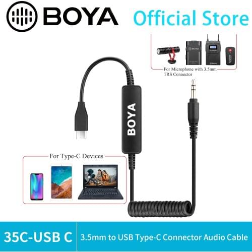 BOYA 35C-L/USB C Microphone Adapter 3.5mm TRS to Lightning Connector Audio Cable for BY-MM1 WM8 PRO UM48C UWMIC9 WM4 PRO