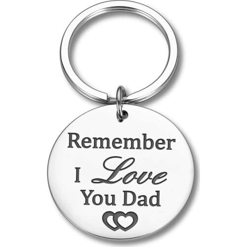 Dad Keychain Fathers Day Gift Dad Birthday Gifts from Daughter Son Keyring Remember I Love You Dad Key Tag Box Gift