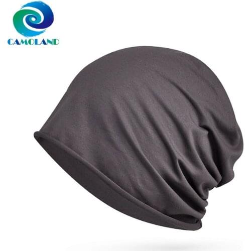CAMOLAND Beanie Hat Summer Autumn Men Solid Color Slouchy Beanies Female Fashion Knitted Hat Lightweight Thin Sports Hedging Cap