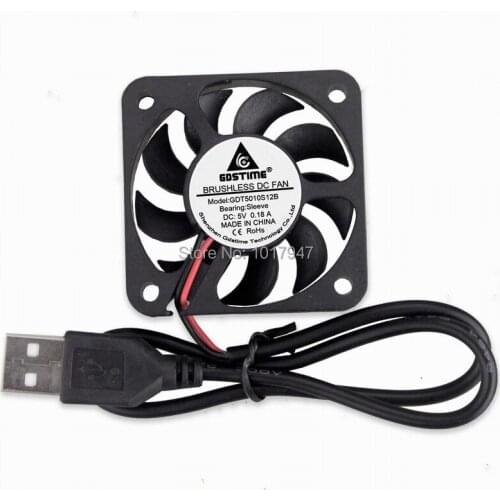 2 Pieces lot Gdstime DC 5V USB 5010 50mm x 10mm 5cm PC Computer Case Cooling Cooler Fan
