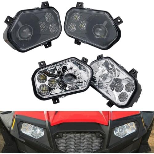 Black chrome ATV Accessories Led Lights Atv Headlights for Polaris RZR XP 900 New LED head light RZR 800 LED projector headlamp