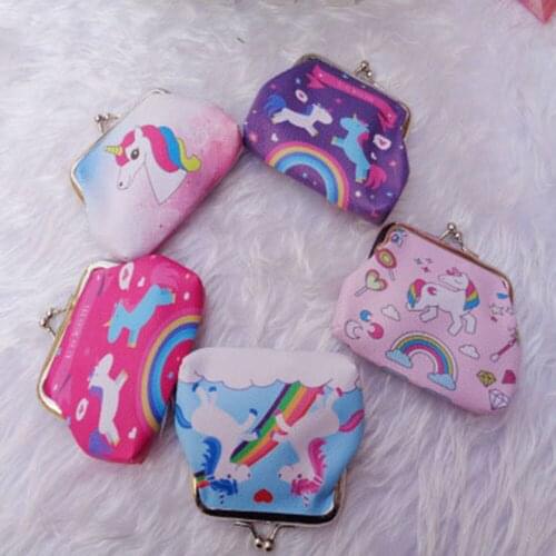 ISKYBOB Girl Kids Coin Purses Holder Kawaii Animal Unicorn Floral Women Mini Change Wallets Money Bag Children Zipper Pouch Gift