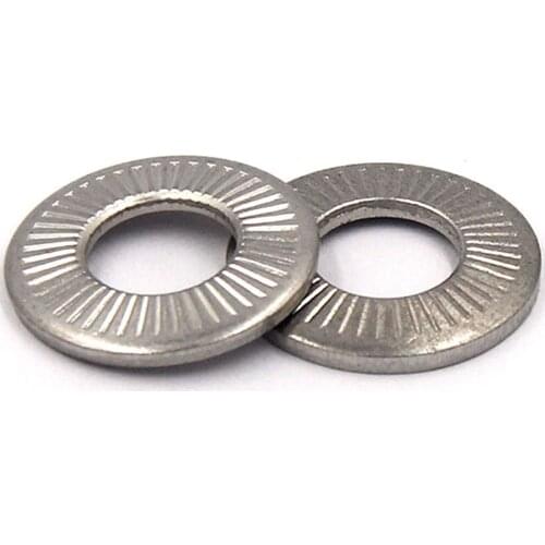 50Pcs M3 M5 M6 M10 NFE25-511 A2 304 Stainless Steel Disc Spring Serrated Lock Washer Conical Knurled Elastic Gaskets