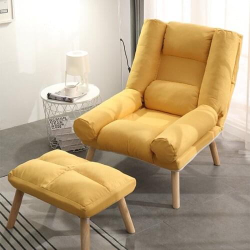 Lazy Person Single Small Sofa Small Family Balcony Reclining Chair Bedroom Folding Chair Nordic Chair Modern Simple Sofa ChairWF