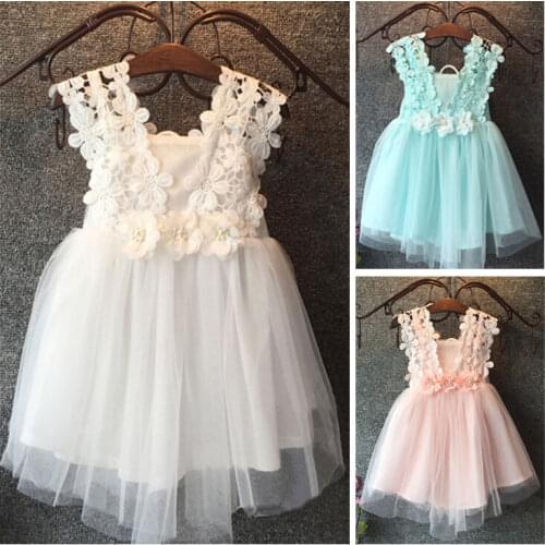 Elegant Feast Baby Girls Princess Sleeveless Lace Flower Tulle Tutu Gown Formal Party Dress