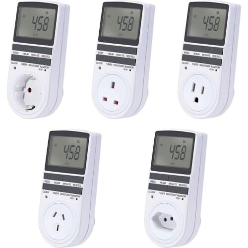 Electronic Digital Timer Switch 24-hour Cycle EU UK Au US Br Plug Intelligent Home Timer Socket Programmable Timing Socket 220V