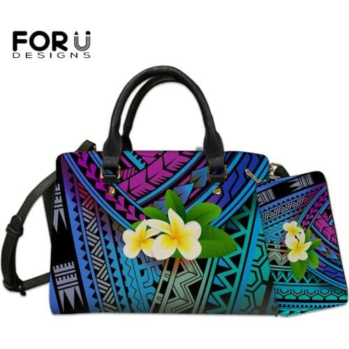 FORUDESIGNS Fashion PU Leather Crossbody Bag For Women 2021 Polynesia Plumeria Shoulder Bag Lady Travel Large Capacity Handbags