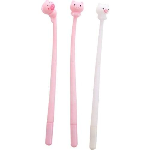50PCS Creative Flexible Glue Pig Gel Pen Cute Student Stationery Pen Cartoon Girl Pink Pig Gel Pen Kawaii School Supplies