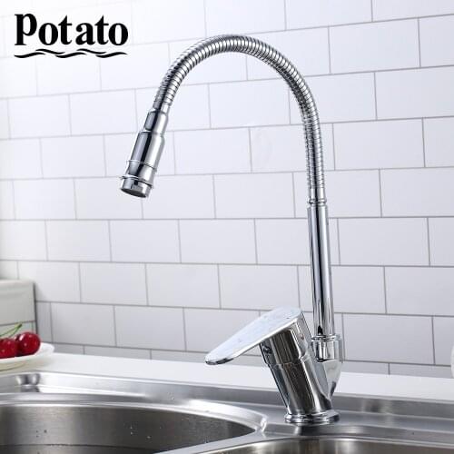 Potato Kitchen Faucet Chrome Cold And Hot Water Kitchen Sink Tap Washing Machine 360 Degree Rotation For Kitchen p5831