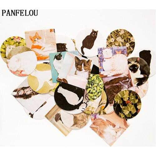 Quality 1bag=40PCS cats The sealing paste adhesive paper stickers Hand account Scrapbooking DIY Album book cards