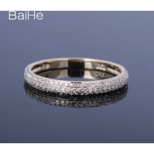 BAIHE Solid 14K Yellow Gold 0.32CT H/SI Round Natural Diamonds Engagement Wedding Gift Women Trendy Fine Jewelry Diamond Ring