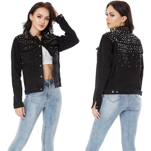 Short Denim Jackets Women Long Sleeve Vintage Casual Jean Jacket Bomber Denim Coat