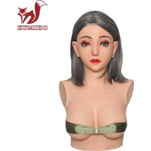KUMIHO Emily Style Goddess Face with silicone breast forms Ladyboy Cosplay Costumes Male to Female for Crossdresser for man