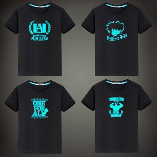 Summer Kids T-Shirts Anime My Hero Academia Fluorescent Luminous Men Short Sleeve T Shirt Casual Unisex Tops Vest Tees