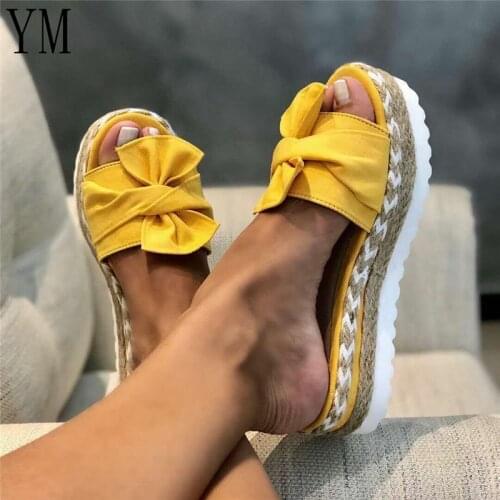 Fashion Sandals Shoes Women Bow Summer Sandals Slipper Indoor Outdoor Flip-flops Beach Shoes Female Slippers 2020 Summer