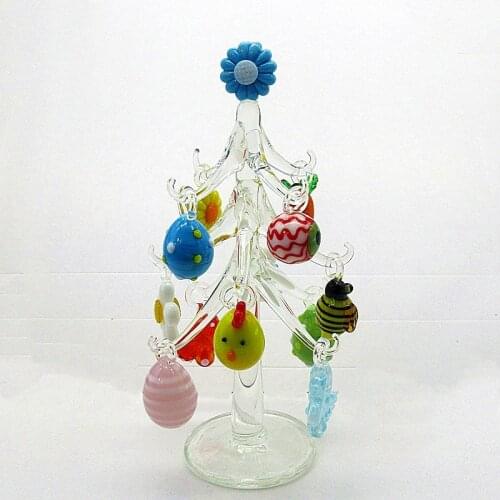 Handmade Murano Glass Crafts Clear Tree Model Figurines Ornaments Easter Home Decor Simulation Tree With 12 Pendant Accessories