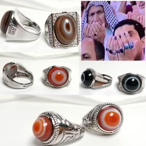 Mens agates Evil Eye Ball Design Charm onyx Ring Punk Finger Jewelry Gift Stainless Steel Rings Men Fashion Jewelry