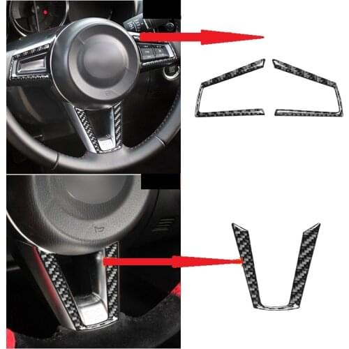 Carbon Fiber Steering wheel Frame Cover Sticker Interior Car Accessorie Fit For Mazda MX5 Miata Roadster MX 5 ND 2016-UP