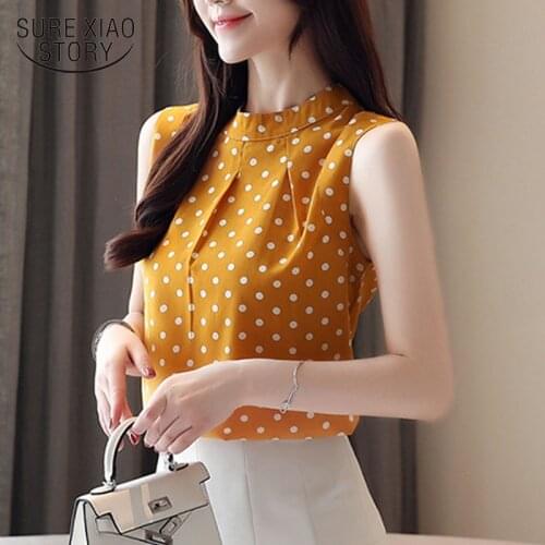 New Loose Women Tops summer Short sleeveless blouse Slim Fit Soft fashion Casual Chiffon O-Neck women tops 4637 50