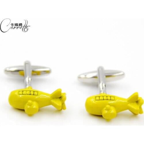 New Submarine cufflinks Mens cufflinks Yellow Shape cuff links KLJ1386
