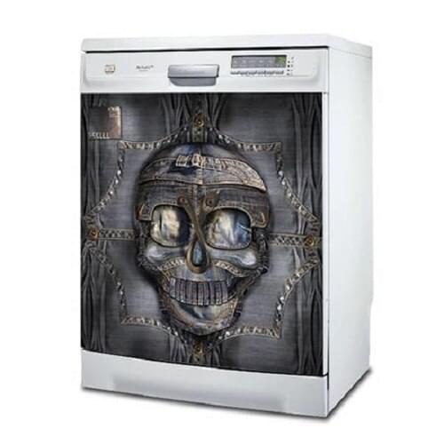 Wholesale 3D Creative Metal Skull SelfAdhesive Dishwasher Refrigerator Freeze Sticker Kids Art Fridge Door Cover Wallpaper