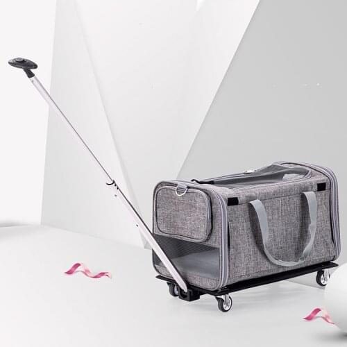 Dog Pet Carrier Cart Rolling Wheel Pet Trolley Case Folding Disassembly Pet Cat Bag Multi-pet Trolley Case