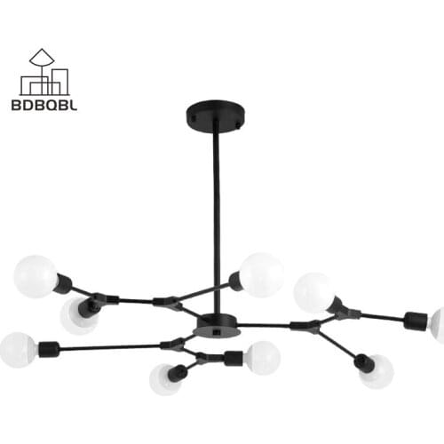 BDBQBL Modern Aluminum Alloy LED Ceiling Chandelier 3/6/9 Heads Black&Golden Creative Chandelier Lighting E27 Blub Chandeliers
