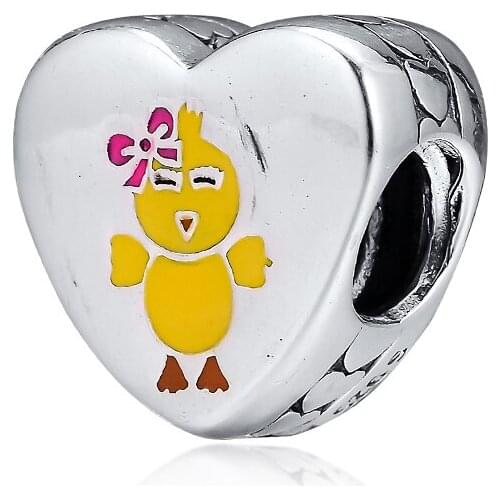QANDOCCI Silver 925 Jewelry Fits Pandora Bracelets You're My Favorite Chick Charm Original Beads Sterling Silver Making