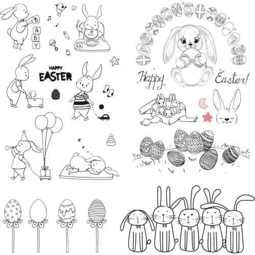 Happy Easter / Lovely Rabbit Transparent Clear Stamps For DIY Scrapbooking/Card Making Stamps Fun Decoration Supplies