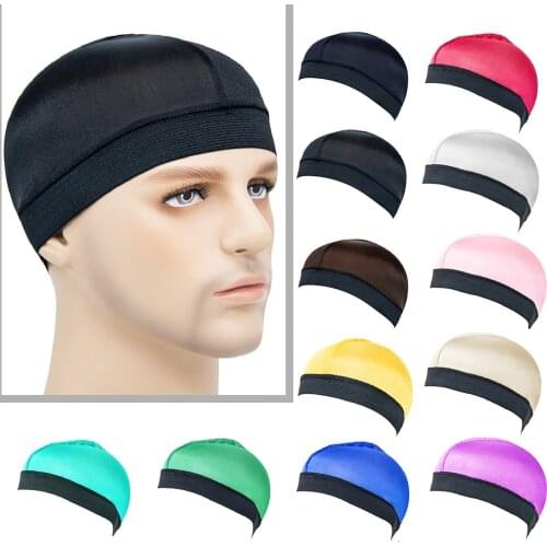 Dome Wave Cap Silk Bonnet Satin Elastic Breathable Turban Hat Hair Headwear Bonnets Hats For Fedoras Beanie For Adult