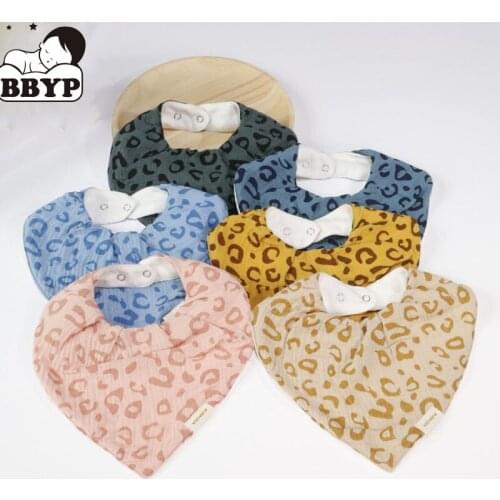 Leopard Baby Drooling Bibs Cotton Newborn Saliva Towel Children Scarf Babies Washable Burp Cloth Infant Teething Muslin Triangle