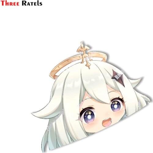 Three Ratels A929 Genshin Impact Paimon Peeker Peek Anime Vinyl Car Stickers JDM Window Trunk Bumper Accessories