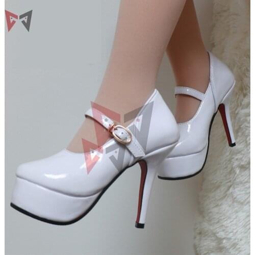 MMGG Lolita Doll Cosplay Shoes High Heel White Shoes For Foot Length 14-18cm Custom Made