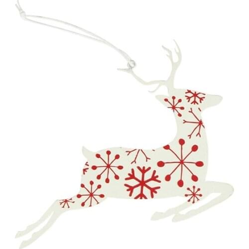 R7RC Christmas Tree Ornament Iron Art Hanging Snowflake Jumping Elk Reindeer Pendant Xmas Farmhouse Holiday Party Home Decor