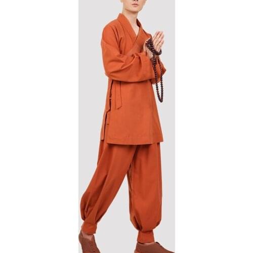 Unisex high quality cotton&linen Autumn&Spring buddhist zen lay lohan clothing shaolin monk kung fu suits martial arts uniforms