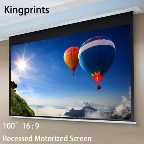 100inch 16:9 Recessed Motorized Projection Screen In Ceiling Electric HDTV Projector Screens With IR Remote Control For 3D 4K
