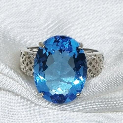 High Quality Topaz Large Particle Luxurious Ring S925 Pure Silver Fine Fashion Wedding Charming Jewelry for Women MeiBaPJFS