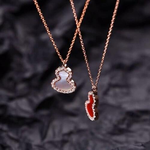 YUN RUO Fortunate Zircon Calabash Pendant Necklace Rose Gold Titanium Steel Jewelry Woman Gift Not Change Color Drop Shipping