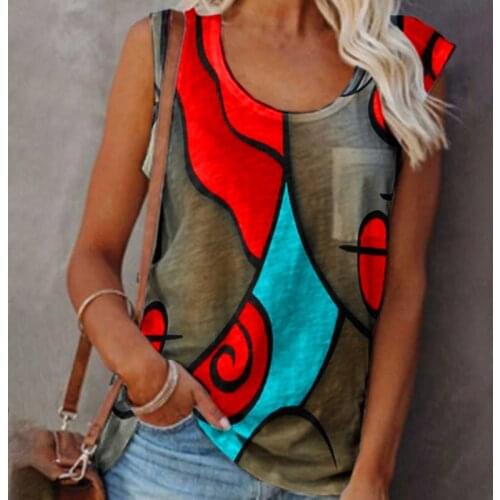 S-2XL Harajuku Sleeveless Tank Tops Women Summer Clothes Casual Loose O-Neck Graphic Printing Tee Shirt Lady 2021