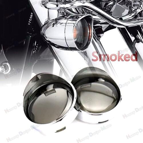 1Pair Turn Signal Visor Ring Kit&Smoked Lens For Harley Touring XL883 XL1200 48 Softail Dyna