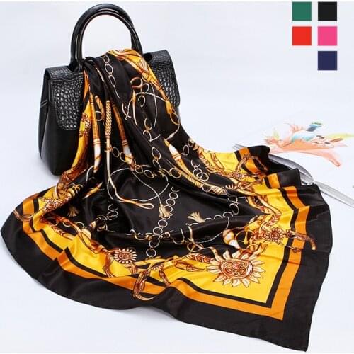 2021 Spring Fashion Thin Style Luxury High Quality Twill Silk Scarf Muslim Mulberry Silk Fashion Ladies Headband foulard 90*90cm